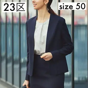 빅 사이즈 50 23구 아스매트 스트레치 노카라 자켓 네이비
