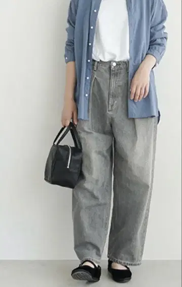 LAITERIE 레이트리 블랙 데님 와이드 팬츠