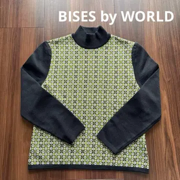 레어 BISES byWORLD 기하학 패턴 터틀넥 니트