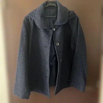 거의 미사용 일본 원단 사용 L 후드 부착 울 코트