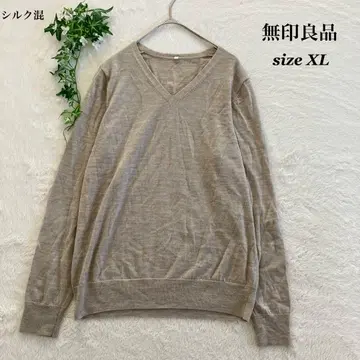 무인양품 MUJI (XL) 실크 혼방 V넥 스웨터