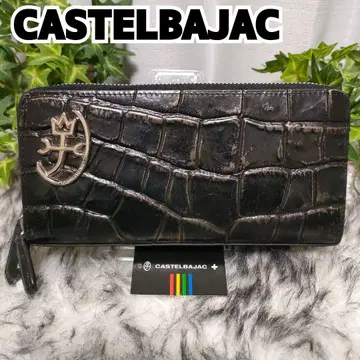 CASTELBAJAC 장지갑 크로코 블랙 더블 지퍼 오거나이저