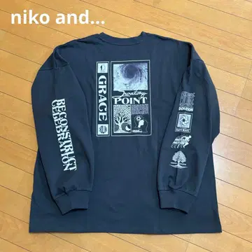 [niko and - ] 다트 루즈 프린트 롱 T셔츠 차콜 프리