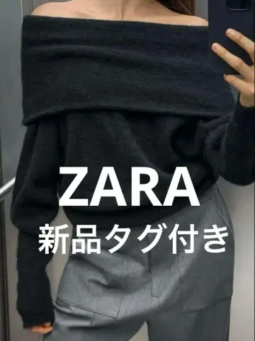 택 포함 새상품 ZARA 오프숄더 알파카 니트 스웨터 S 블랙