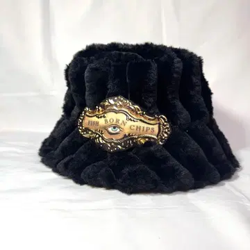 피쉬 본 칩스 버킷햇 인조 모피 겨울 블랙