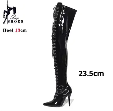 니하이 부츠 23.5 블랙 13cm 힐