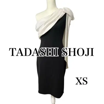 TADASHI SHOJI XS 숄더 리본 블랙 드레스 원피스