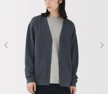 이중 편직 L 사이즈 V넥 가디건 다크 그레이 MUJI
