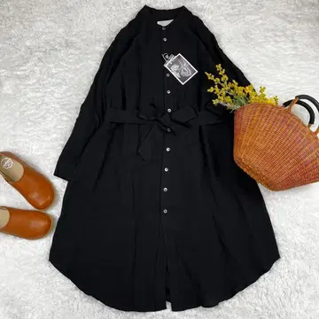 새상품 바스코 haddow 레이온 린넨 셔츠 원피스 밴드 카라