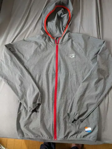 아레나 그레이 나일론 자켓 풀 집업 후드티 후드 부착