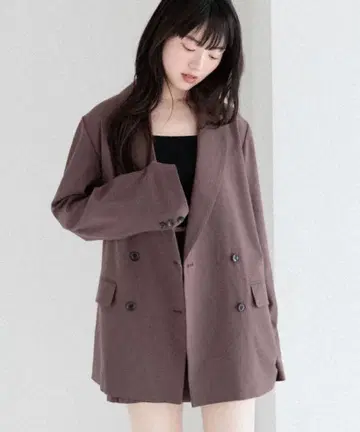 헤더 오버 미들 테일러드 자켓 브라운