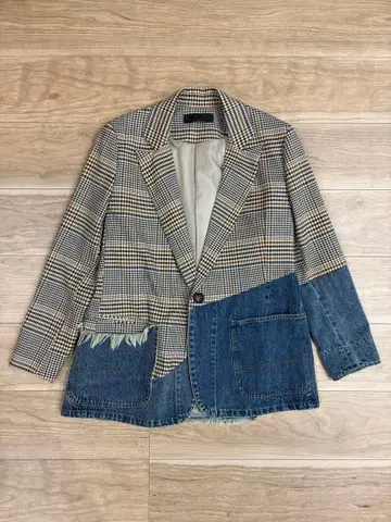 MICALLE MICALLE 데님x글렌체크 패턴 리메이크풍 자켓