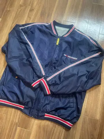 타미힐피거 나일론 자켓 리버서블 구제 의류 트랙 바시티 자켓