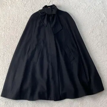 [ 새상품급 ] 룰르마랑 판초 코트 울 보타이 포함 블랙