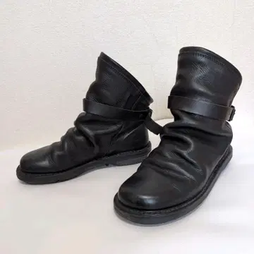 트리픈 봄 36 블랙 숏부츠 가죽 스트랩 벨트