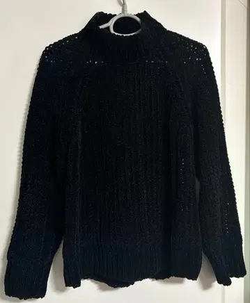 HUGO 블랙 굵은 골지 모헤어 니트 스웨터 M