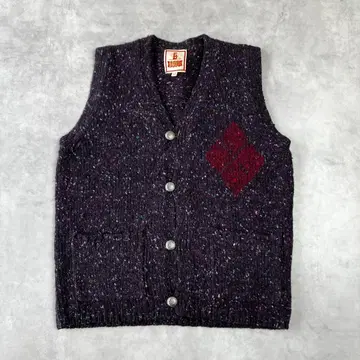 새상품급 바라쿠타 울 100% 믹스얀 니트 베스트 아가일 600