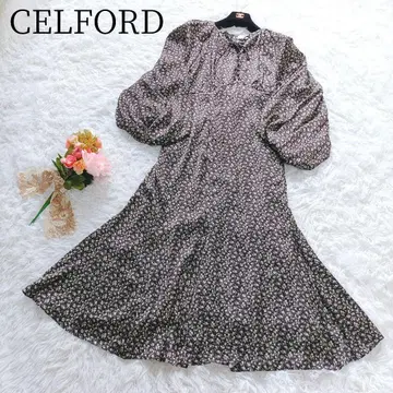 [ CELFORD ] 롱 원피스 꽃무늬 플레어 볼륨 소매