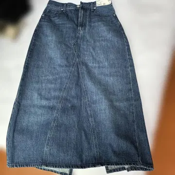 인디고 데님 패널 롱 스커트