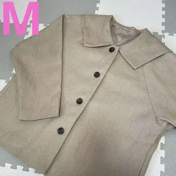 여성용 코트 숏 기장 M 사이즈 베이지 큰 옷깃 심플