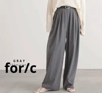 for/c 포씨 4턱 디자인 팬츠 그레이 사이즈 LL 턱 와이드 팬츠