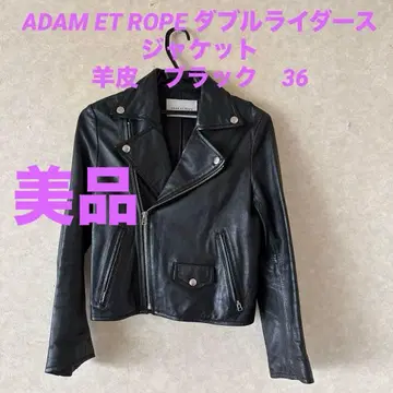새상품급 ADAM ET ROPE 양가죽 더블 라이더 자켓 블랙 36