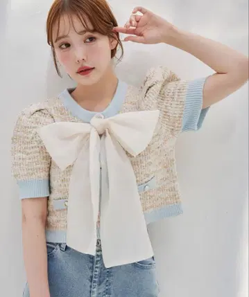 트위드 리본 가디건 [ 새상품급 ]