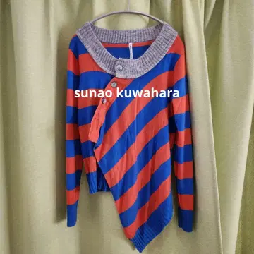 스나오 쿠와하라 스트라이프 비대칭 니트