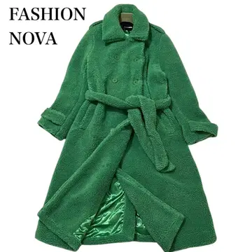 고품질 패션 노바 테디베어 코트 맥시 길이 더블 보아 벨트 그린