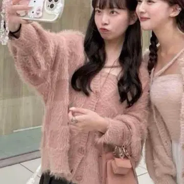 muguet shaggy knit ensemble(pink)