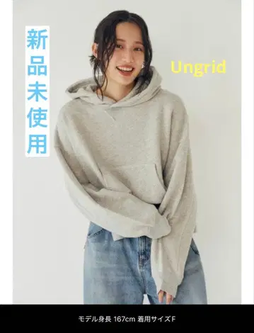 미사용 새상품 Ungrid 슬릿 와이드 후드티 그레이 사이즈 F 택 포함