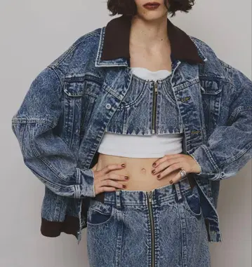 ameri vintage RIB MIX DENIM BLOUSONI