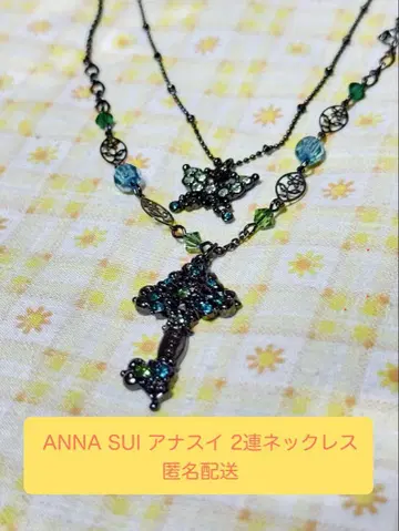 ANNA SUI 목걸이 2단 열쇠 나비 블랙