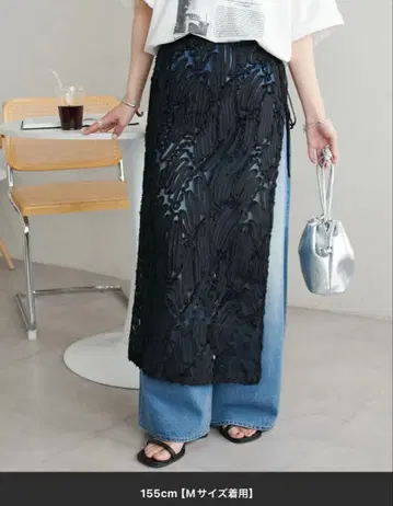 코드 자수 랩 스커트 레이어드 스커트