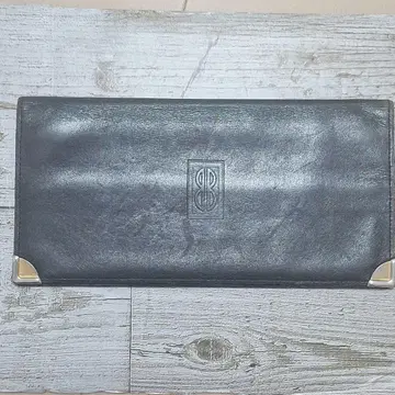블랙 가죽 장지갑 골드 금장 장식 지갑 부드러운
