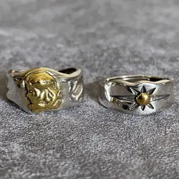 멕시칸 주얼리 실버 925 골드 반지 여신 태양 빈티지