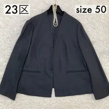 23구 빅 사이즈 50 노카라 자켓 온워드 카시야마 긴팔 네이비