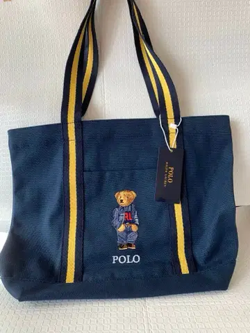 [미사용 새상품] POLO 폴로 랄프로렌 자수 코튼 토트백 네이비