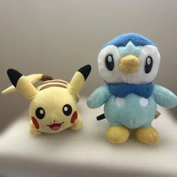 포켓몬 센터 봉제 인형 누워있는 피카츄, 팽도리 2종 세트