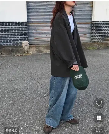 사이드 턱 와이드 데님 팬츠