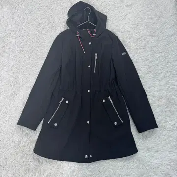 타미힐피거 Q26 후드 부착 코트 롱 기장 블랙 S 사이즈