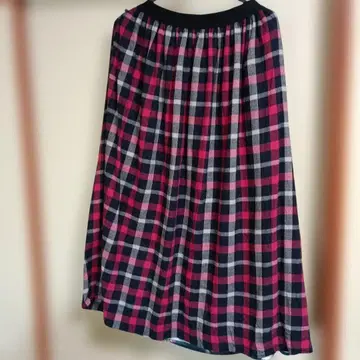 리버서블 플레어 스커트 체크 꽃무늬
