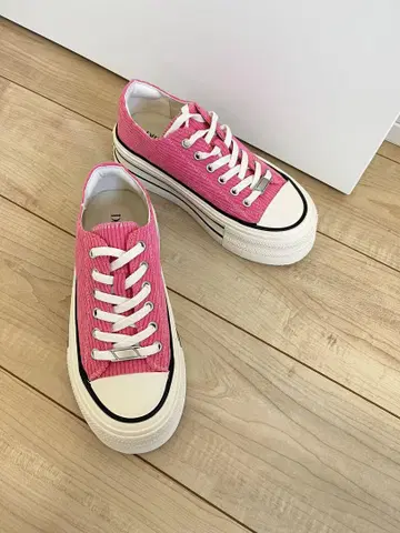 코듀로이 통굽 스니커즈 5.5cm 캐주얼 슈즈 24