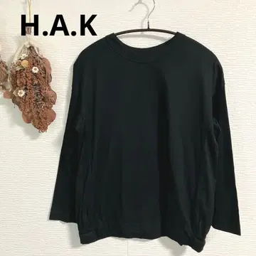 H.A.K 밑단 리본 디자인 긴팔 티셔츠 블랙 일본제