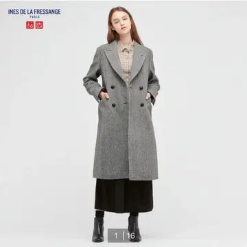 새상품급 이네스 드 라 프레상쥬 유니클로 콜라보 트위드 코트