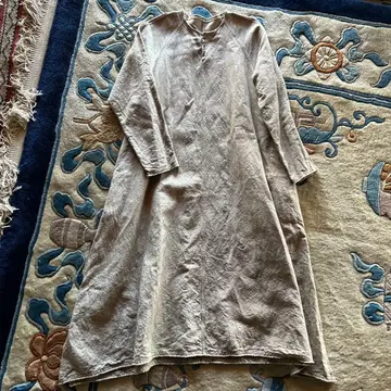 요건 레일 두꺼운 원단 면 린넨 롱 원피스 가격 인하