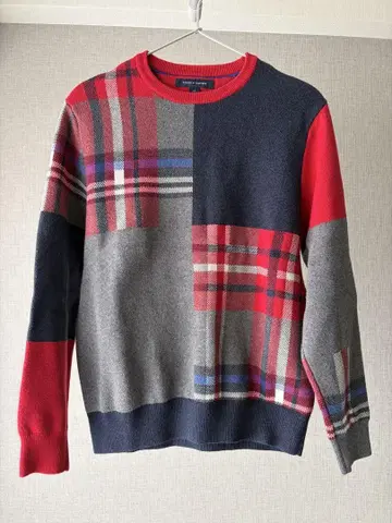 TOMMY HILFIGER 패치워크 체크 스웨터 S 새상품급