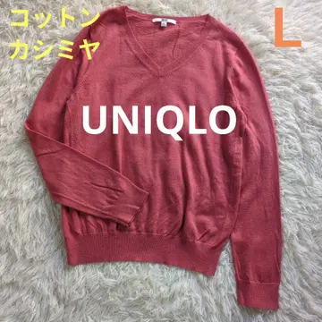 유니클로 캐시미어 100% V넥 스웨터 L 사이즈 살몬 핑크