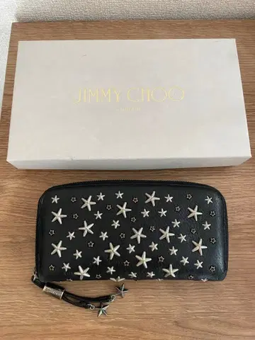 새상품급 JIMMY CHOO 지미추 라운드 지퍼 장지갑 블랙