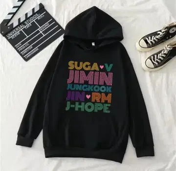 BTS 멤버 이름 후드티 L 사이즈 블랙